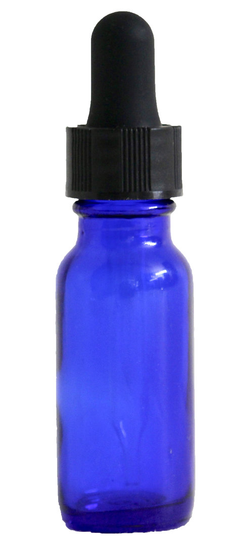 Donkerblauw glazen pipetflesje - 15 ml - inclusief zwart pipet