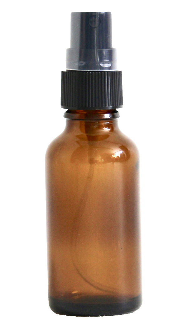 Amber (bruinglas) sprayflesje 30 ml met spraydop/verstuiver