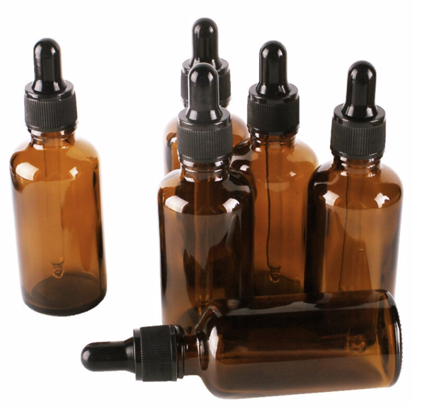 Amber (bruinglas) glazen pipetflesje - 50 ml - inclusief zwart pipet