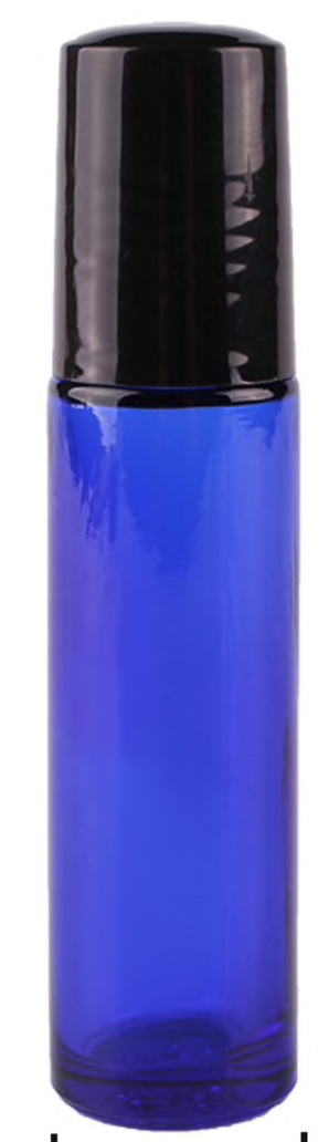 Donkerblauw rollerflesje rvs (10 ml) - rolflesje - doorzichtig glas