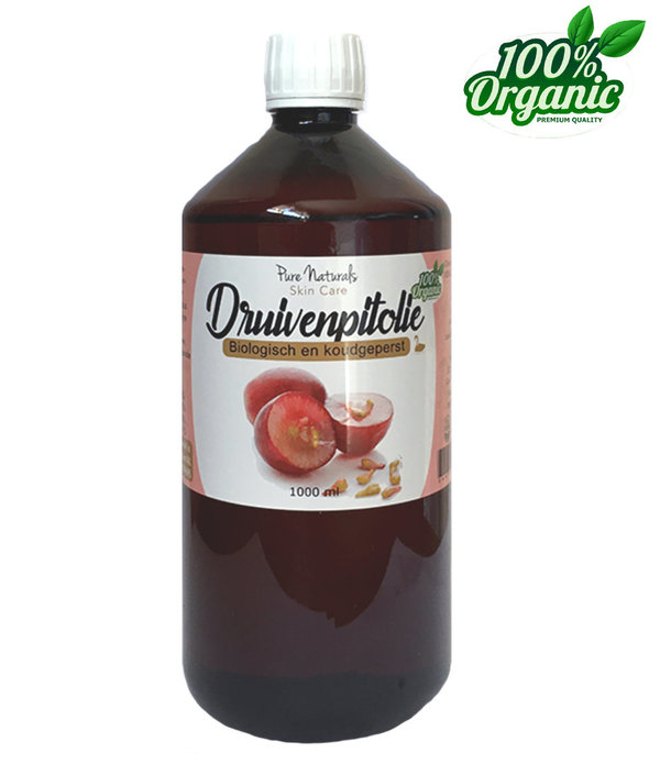 Pure Naturals - Biologische Druivenpitolie - Biologisch - 100% PUUR - Koudgeperst - 1000 ml