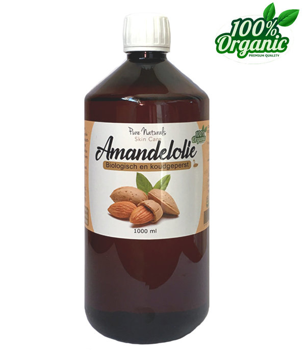 Pure Naturals - Biologische Amandelolie - Biologisch - Koudgeperst - Ongeraffineerd - 1000 ml